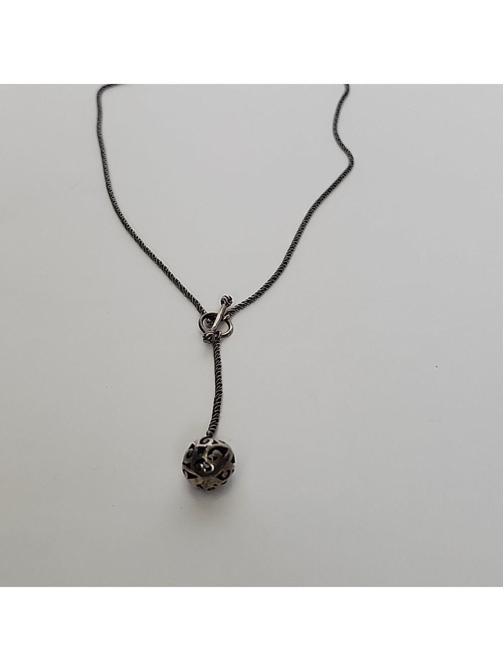 Filigree Ball bead Drop necklace 925 silver Designer Silpada #11